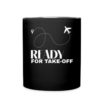 Prêt pour le vol de décollage L’excursion sur la carte de l’avion - Mug uni - noir - Devant