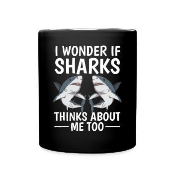 Je me demande si les requins pensent aussi à moi Citer les requins - Mug uni - noir - Devant