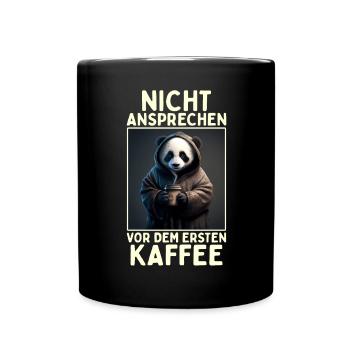 Panda Bär Nicht Ansprechen Vor Kaffee Morgenmuffel - Tasse einfarbig - Schwarz - Vorne