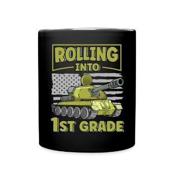 Retour dans le drapeau américain du char drôle de 1ère année - Mug uni - noir - Devant