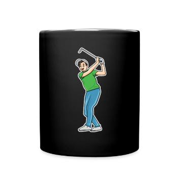 Golf Cartoon - Tasse einfarbig - Schwarz - Vorne