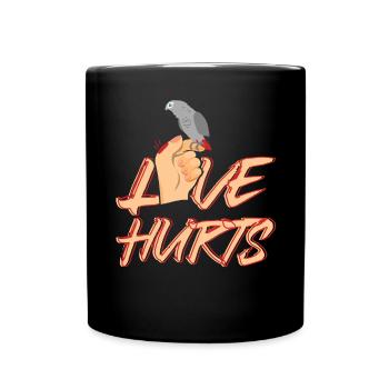 Love Hurts Parrot Bite - Full Colour Mug - black - Front