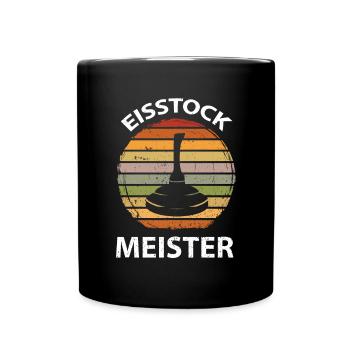 Eisstock Stockschiessen Eisstockschießen - Tasse einfarbig - Schwarz - Vorne