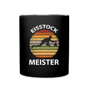 Eisstock Stockschiessen Eisstockschießen - Tasse einfarbig - Schwarz - Vorne