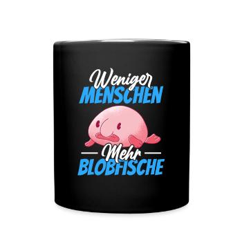 Blobfisch weniger Menschen lustiger Blobfisch - Tasse einfarbig - Schwarz - Vorne