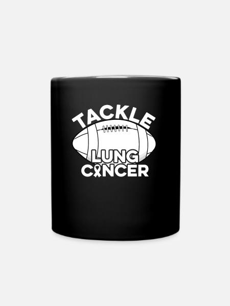 Tackle Lung Cancer White Ribbon Lung Cancer - Full Colour Mug - black
