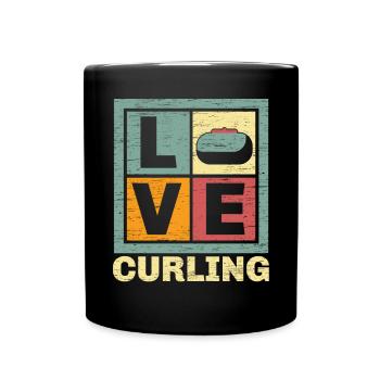 Liebe Curling Curler Sport Lover Curling Stein - Tasse einfarbig - Schwarz - Vorne