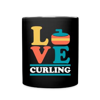 Liebe Curling Curler Sport Lover Curling Stein - Tasse einfarbig - Schwarz - Vorne