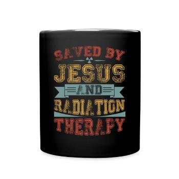 Krebspatient Chemo - gerettet von Jesus und - Tasse einfarbig - Schwarz - Vorne