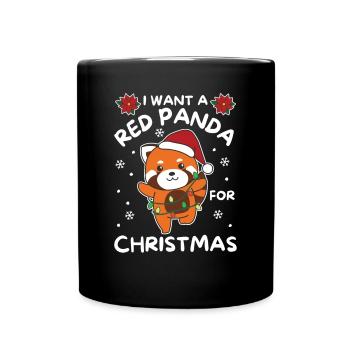 Ich will ein Roter Panda Weihnachten Rote Pandas - Tasse einfarbig - Schwarz - Vorne