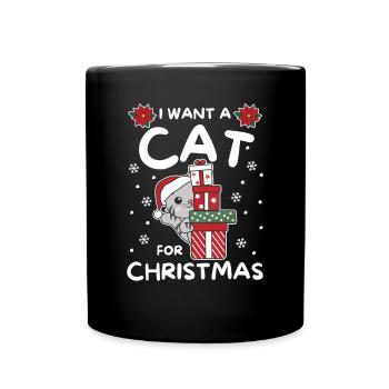 I want a cat for Christmas cute cats - Full Colour Mug - black - Front