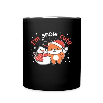 Fox I'm snow cute snowman snow pun - Full Colour Mug - black - Front