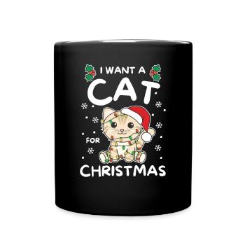 I want a cat for Christmas cute cats - Full Colour Mug - black - Front