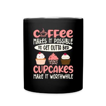 Les cupcakes en valent la peine Café et cupcake drôles - Mug uni - noir - Devant