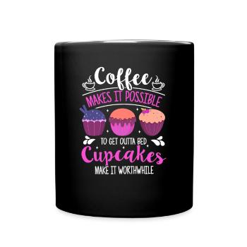 Les cupcakes en valent la peine Café et cupcake drôles - Mug uni - noir - Devant