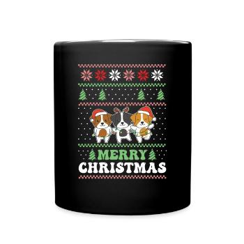 Joyeux Noël rétro moche Noël Jack Russell - Mug uni - noir - Devant