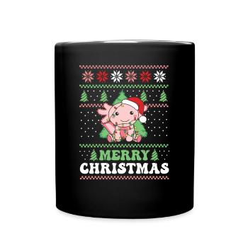 Joyeux Noël rétro moche Noël Axolotl - Mug uni - noir - Devant
