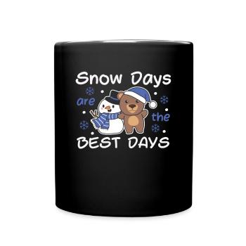 Bear Snow Days are the best days Winter Snowman - Full Colour Mug - black - Front