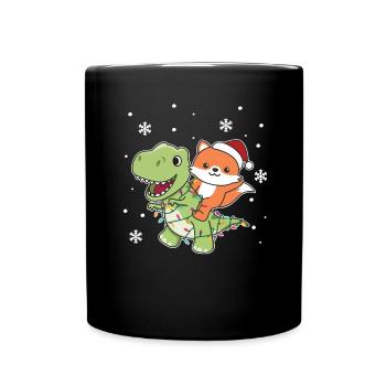Fox Trex Christmas Snow Winter Animals - Full Colour Mug - black - Front