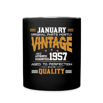 Vintage Aged To Perfection January 1957 - Full Colour Mug - black - Front