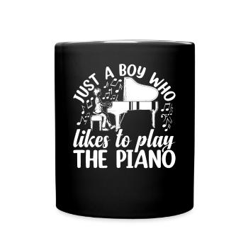 Just A Boy Who Likes To Play The Piano - Keyboards - Full Colour Mug - black - Front