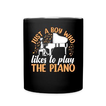 Just A Boy Who Likes To Play The Piano - Pianist P - Full Colour Mug - black - Front