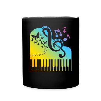 Keyboard Piano Player - Music Lover Playing Piano - Tasse einfarbig - Schwarz - Vorne