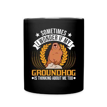 Murmeltier Groundhog Day Waldmurmeltier - Tasse einfarbig - Schwarz - Vorne