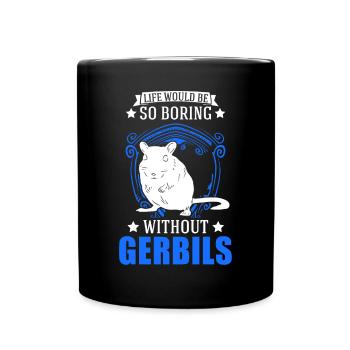 Gerbille Cadeau Rat de course mongol Gerbille - Mug uni - noir - Devant