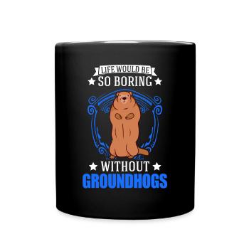 Murmeltier Groundhog Day Waldmurmeltier - Tasse einfarbig - Schwarz - Vorne