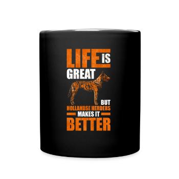 Hollandse Herder Dutch Shepherd - Full Colour Mug - black - Front