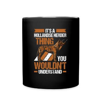 Hollandse Herder Holländischer Schäferhund - Tasse einfarbig - Schwarz - Vorne