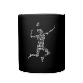 Badminton Federball Spieler - Tasse einfarbig - Schwarz - Vorne
