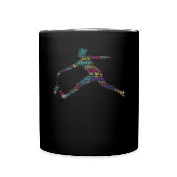 Badminton Federball Spieler - Tasse einfarbig - Schwarz - Vorne