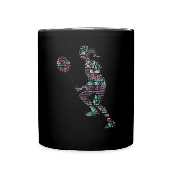 Badminton Federball Spieler - Tasse einfarbig - Schwarz - Vorne