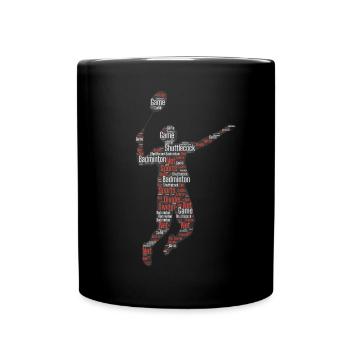 Badminton Federball Spieler - Tasse einfarbig - Schwarz - Vorne