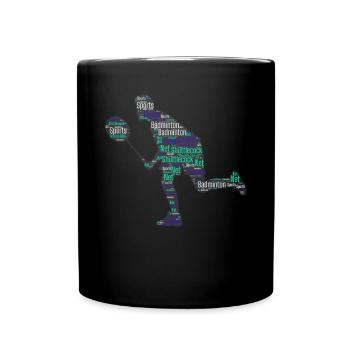 Badminton Federball Spieler - Tasse einfarbig - Schwarz - Vorne