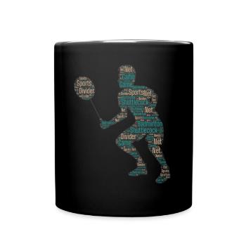 Badminton Federball Spieler - Tasse einfarbig - Schwarz - Vorne