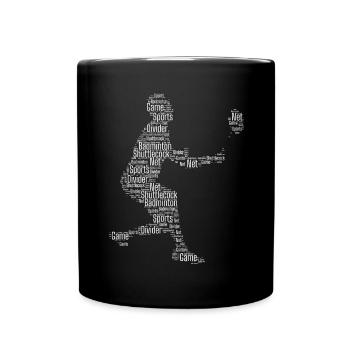 Badminton Federball Spieler - Tasse einfarbig - Schwarz - Vorne