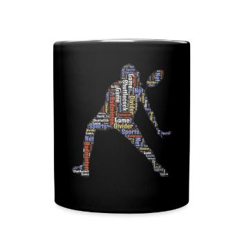 Badminton Federball Spieler - Tasse einfarbig - Schwarz - Vorne