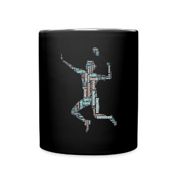 Badminton Federball Spieler - Tasse einfarbig - Schwarz - Vorne