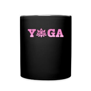 Yoga Lettering with Lotus Flower Yoga - Tasse einfarbig - Schwarz - Vorne