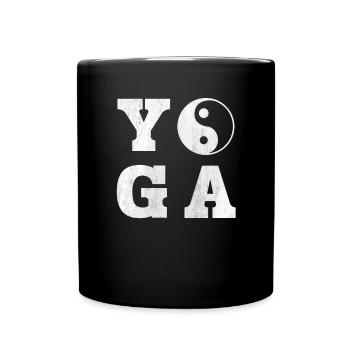 Yoga Lettering with Yin and Yang | Yoga - Full Colour Mug - black - Front