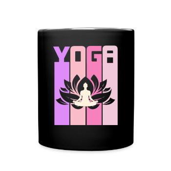 Retro Lotus Flower Meditating Yoga - Tasse einfarbig - Schwarz - Vorne