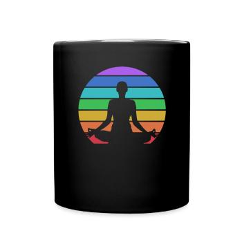 Yoga Meditation Spiritual Body Energy Chakras - Full Colour Mug - black - Front