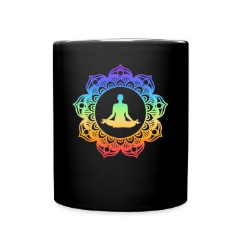 Yoga Meditation Spiritual Body Energy Chakras - Full Colour Mug - black - Front