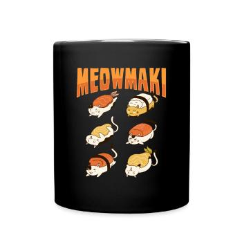 Katze Sushi Meow Maki - Tasse einfarbig - Schwarz - Vorne