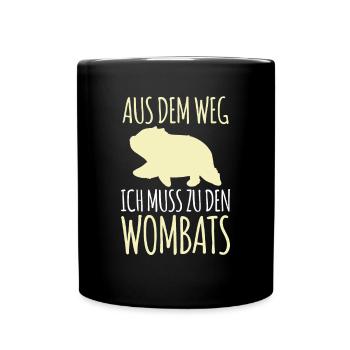 Muss zu den Wombats Australien Beuteltier - Tasse einfarbig - Schwarz - Vorne