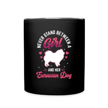 Girl and her Eurasier Eurasian Dog - Full Colour Mug - black - Front