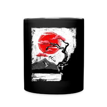 Haruno Japanese Cherry Blossom Illustration Japan - Full Colour Mug - black - Front